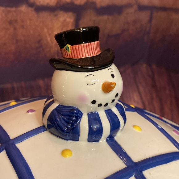Tammany Devine Vtg Snowman Dish - EUC 9.5in diameter Ceramic - Picture 3 of 8